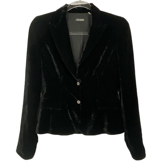 Tahari Black Crushed Silk Velvet Romantic Luxury Fitted Blazer Jacket sz xs - Picture 3 of 10